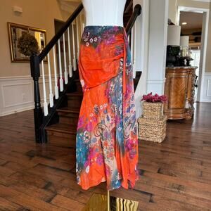 angie sheer floral boho midi skirt asymmetrical y2k fairycore xs